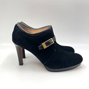 Franco Sarto Sabelle Black Suede Leather Booties Shooties‎ Heels Pumps Shoes